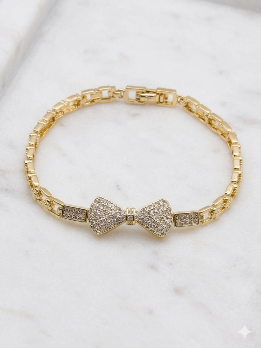 Gold Bow Pavé Bracelet - Women Jewelry